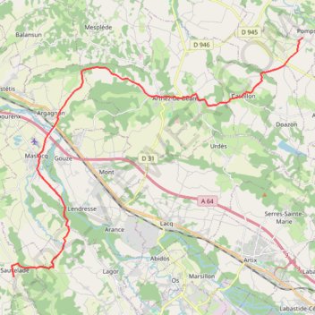 Trace GPS Pomps - Sauvelade, itinéraire, parcours