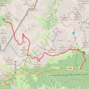 Trace GPS Refuge Scotoni - Val de Falzarego, itinéraire, parcours