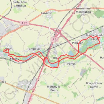 Trace GPS Athies - Biache-Saint-Vaast, itinéraire, parcours