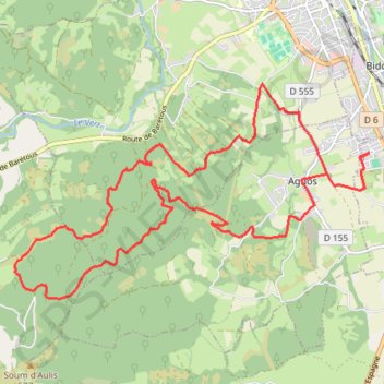 Trace GPS Bois de haut Agnos Cesar Chicorp 22km 600m, itinéraire, parcours