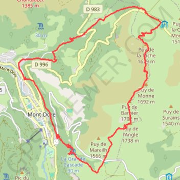 Trace GPS Randonnée des 4 puys (Mont-Dore), itinéraire, parcours