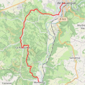 Trace GPS De Monteils à Villefranche de Rouergue, itinéraire, parcours