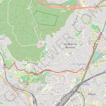 Trace GPS Chemin de Compostelle - Antony à Igny par la vallée de la Bièvre, itinéraire, parcours