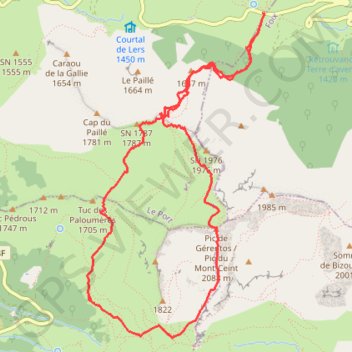 Trace GPS Mont Ceint / Pic de Girantès, itinéraire, parcours