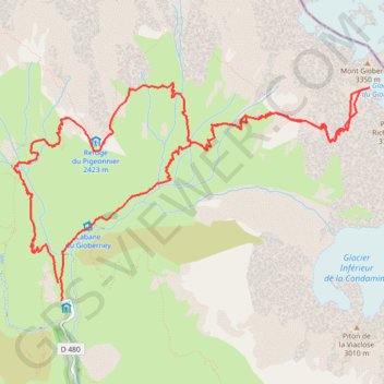 Trace GPS Glacier du Giobernay, itinéraire, parcours