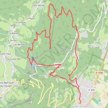 Trace GPS Pointe du Sambec depuis la Terrasse, itinéraire, parcours