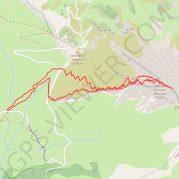 Trace GPS Monte Français Pelouxe, itinéraire, parcours