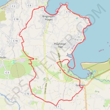 Trace GPS Grève de Goulven, itinéraire, parcours