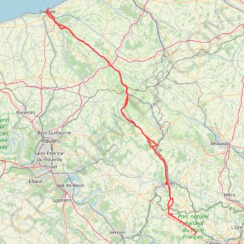 Trace GPS De Vigny à Dieppe et retour, itinéraire, parcours