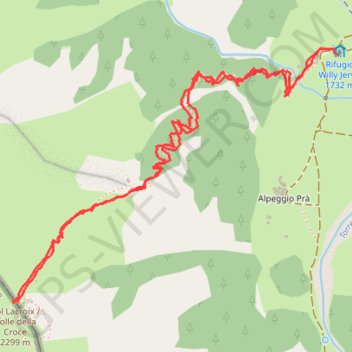 Trace GPS Refuge Jervis - Col Lacroix, itinéraire, parcours