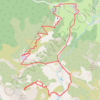Trace GPS Monte Crestas - Punta Tumlet, itinéraire, parcours