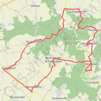 Trace GPS Boucle de la Vallée - Quittebeuf, itinéraire, parcours