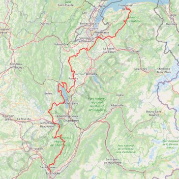 Trace GPS Chemins du soleil - Thonon les bains - Grenoble, itinéraire, parcours