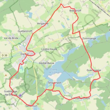 Trace GPS Autour de l'étang de Lindre - Dieuze, itinéraire, parcours