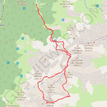 Trace GPS Grand Tour du Pic de la Grande Valloire depuis Gleyzin, itinéraire, parcours