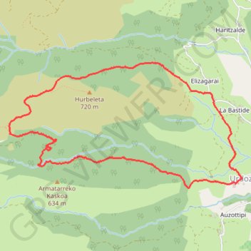 Trace GPS Circuit du Col de LARRARTE depuis URDOS, itinéraire, parcours