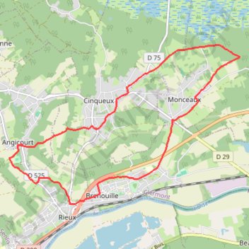 Trace GPS Cinqueux - Monceaux, itinéraire, parcours