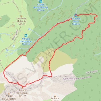 Trace GPS Le Rognier depuis Fontaine Noire, itinéraire, parcours