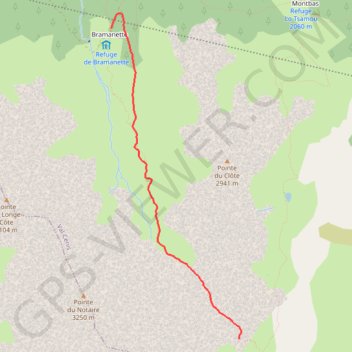 Trace GPS col de Bramanette refuge, itinéraire, parcours