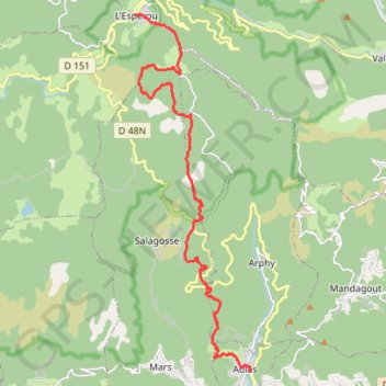 Trace GPS Chemin de Saint Guilhem - Etape 5, itinéraire, parcours