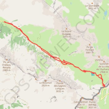 Trace GPS Col Agnel depuis le pont de Lariane, itinéraire, parcours