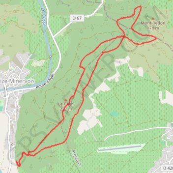 Trace GPS Bize-Minervois les hauteurs du Pech, itinéraire, parcours
