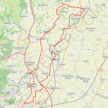 Trace GPS Entre Riom et Aigueperse, itinéraire, parcours