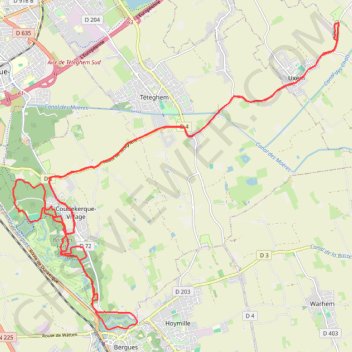 Trace GPS Bois des Forts et Canal de Bergues à Coudekerque - Uxem, itinéraire, parcours