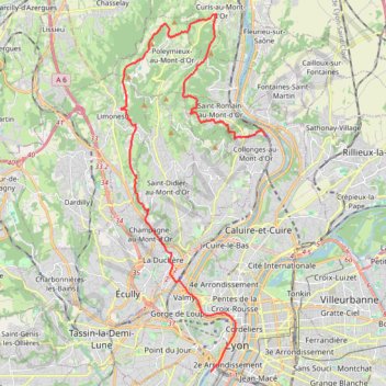Trace GPS Collonges - Lyon par les Monts D'or, itinéraire, parcours