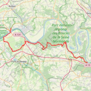 Trace GPS GR23 De La Bouille à Tancarville (Seine-Maritime), itinéraire, parcours