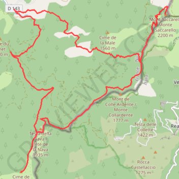 Trace GPS Mont Saccarel et Cime de Marta depuis Notre-Dame-des-Fontaines, itinéraire, parcours
