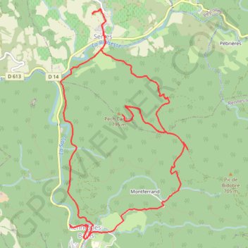 Trace GPS Autour du Pech Cardou - De Serres à Rennes-les-Bains, itinéraire, parcours
