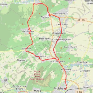 Trace GPS Circuit cyclo le long de La Mossig - Molsheim, itinéraire, parcours
