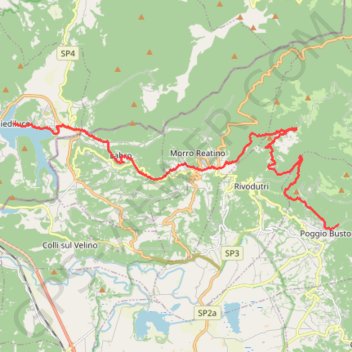 Trace GPS De Poggio Bustone à Piediluco, itinéraire, parcours