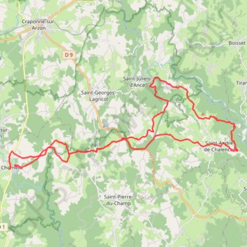 Trace GPS Coulée de lave et château de chalencon, itinéraire, parcours