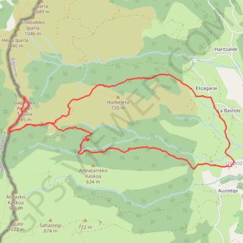 Trace GPS Pic de Toutoulia en circuit depuis Urdoz, itinéraire, parcours
