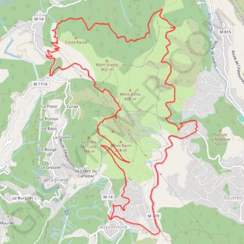 Trace GPS Mont Cima, Tour anti-horaire, itinéraire, parcours