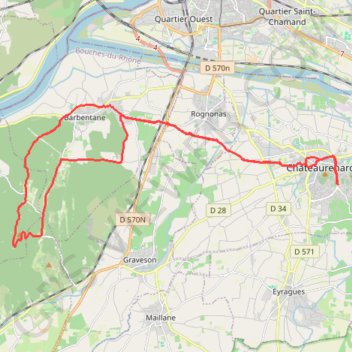 Trace GPS Chateaurenard montagnette, itinéraire, parcours