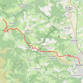 Trace GPS Dizangue - Montbrison, itinéraire, parcours