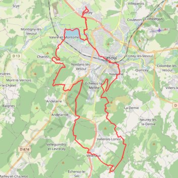 Trace GPS Navenne, Vellefaux, Chariez, itinéraire, parcours