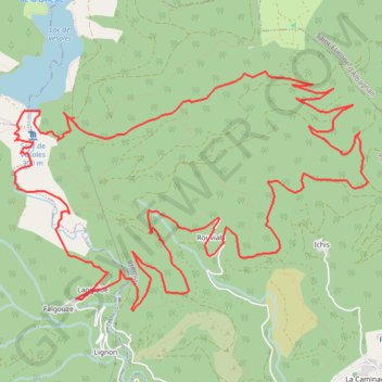 Trace GPS Langlade-Saut i Lac de Vezoles-Menhir du Col Folabric-Dolmen..., itinéraire, parcours