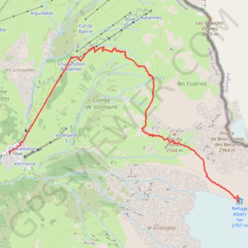 Trace GPS Marche d'approche au refuge Albert Premier, itinéraire, parcours