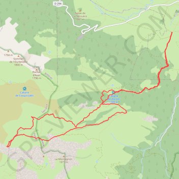 Trace GPS Esturou, Mail de la Cuette en circuit depuis le plateau de Houndas, itinéraire, parcours