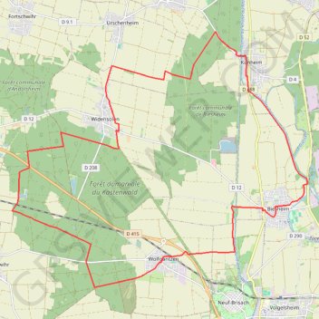 Trace GPS Forêt Domaniale du Kastenwald, itinéraire, parcours