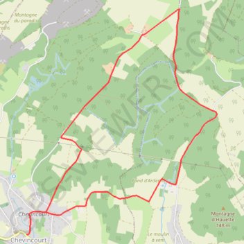 Trace GPS Petite boucle de la Cense - Chevincourt, itinéraire, parcours