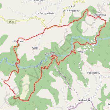 Trace GPS Mourjou Châtaigne, itinéraire, parcours
