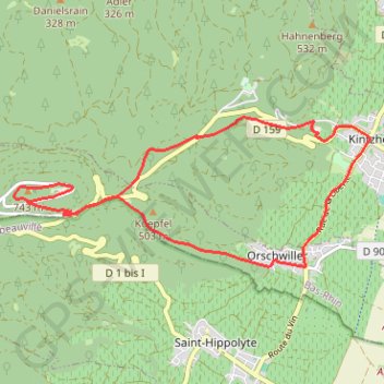 Trace GPS Le Haut-Kœnigsbourg, itinéraire, parcours