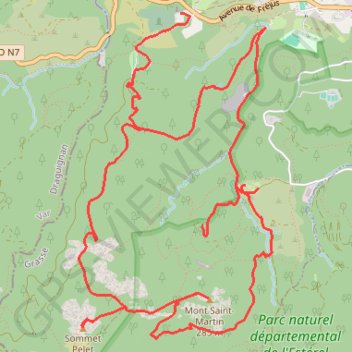Trace GPS L'Esterel par les monts Pelet et Martin, itinéraire, parcours