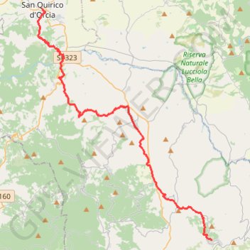 Trace GPS De San Quirico à Radicofani, itinéraire, parcours