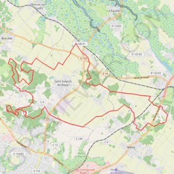 Trace GPS Saujon autour de St Sulpice de Royan, itinéraire, parcours